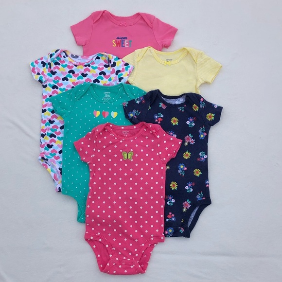 Carter's Other - 6 Carter’s Baby Girl Short Sleeves Bodysuit 12M